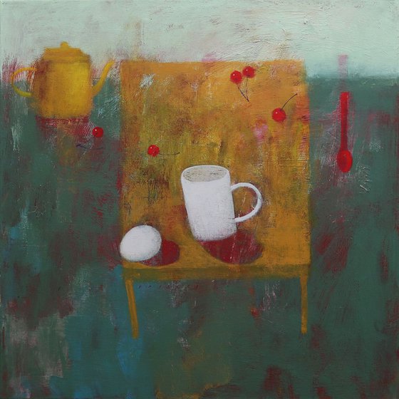 Breakfast With Alice: 50x50 cm acrylic on gallery wrapped canvas