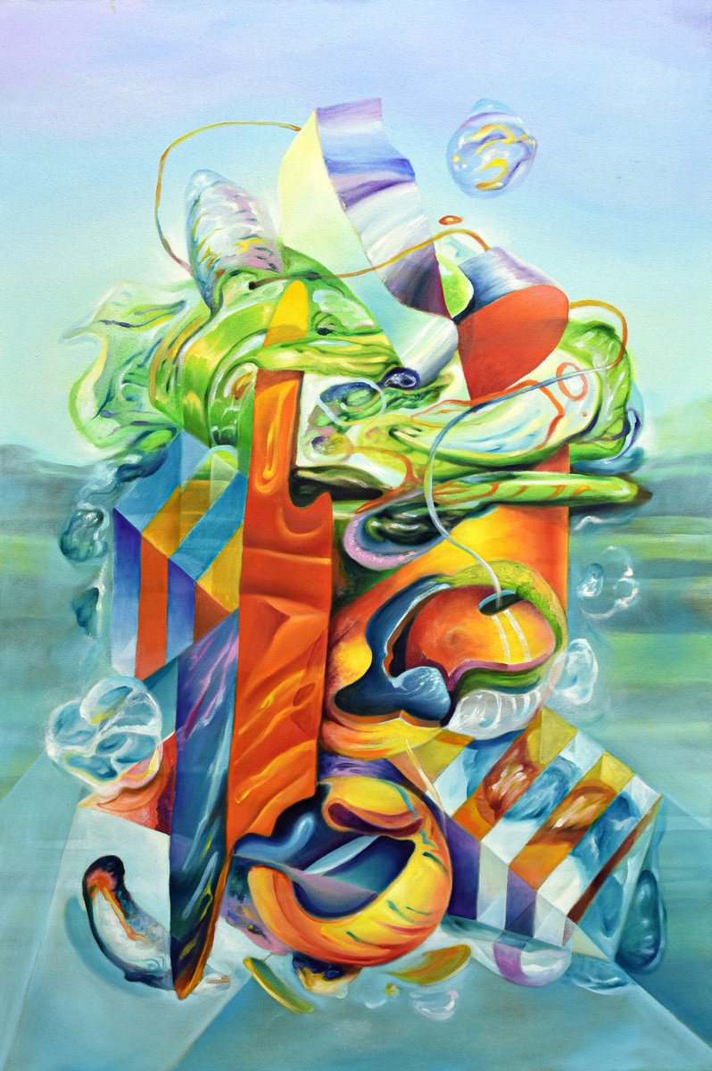 Organic Abstract Oil Painting By Andres Alvarez, 24 X 36, Reef, Original Artwork