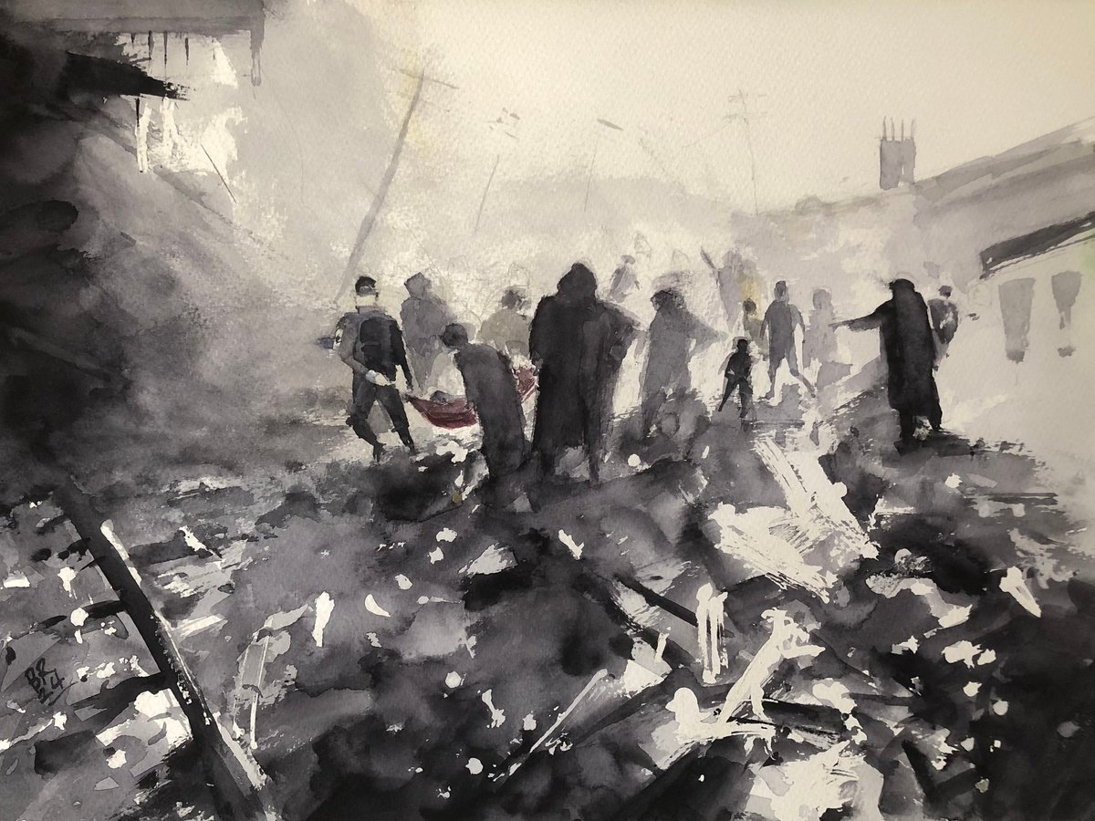 Impressionistic Portrait Watercolour By Bernd Rieve, 17 X 12, Gaza (1), Original Artwork