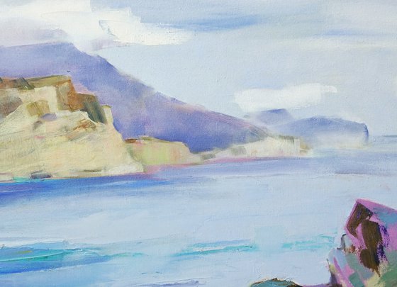 Seascape 60x80 cm. Beach Budva , Montenegro Original plain air oil painting