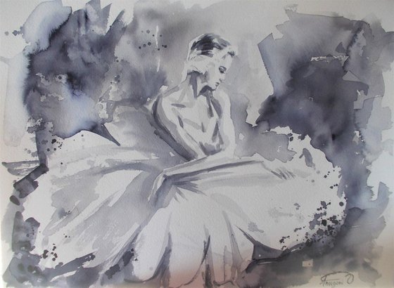 Ballerina series watercolor painting  -Original Ballerina painting