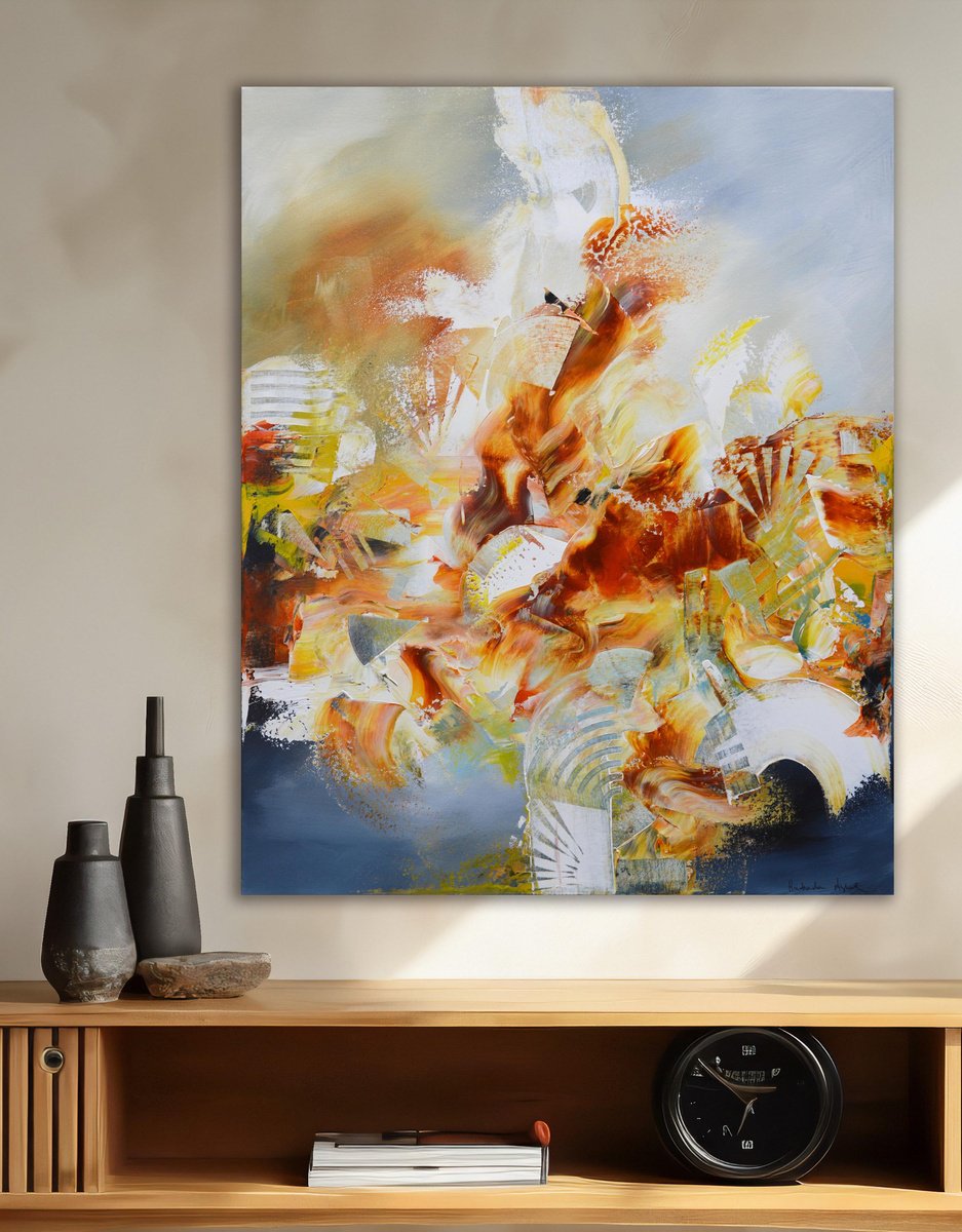 Abstract Acrylic Painting By Andrada Anghel, 24 X 30, Morning News, Original Artwork