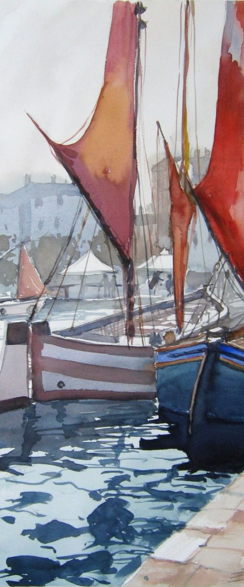In the harbor II by Goran Žigolić Watercolors