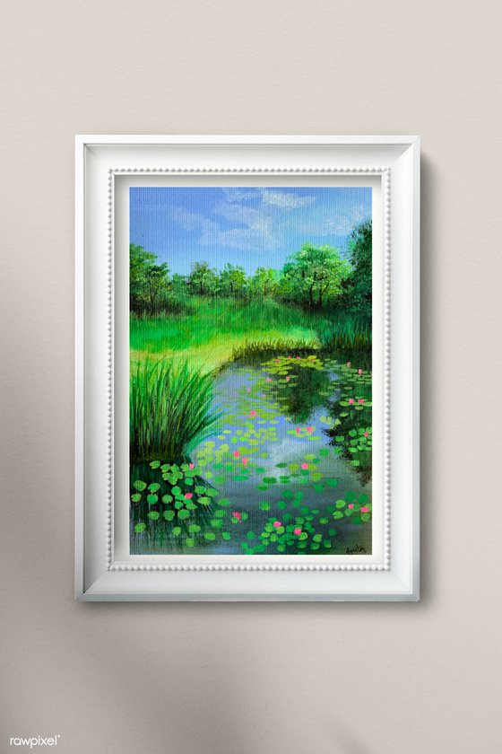 Monets Garden- III ! A4 size Painting on paper