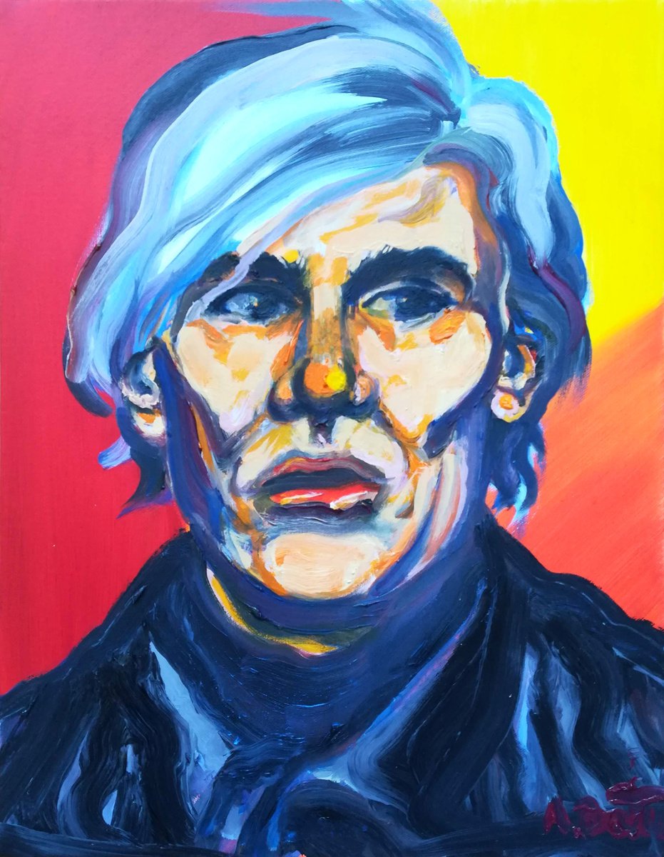Impressionistic Portrait Oil Painting By Aleksandar Basic, 14 X 18, Andy Warhol, Original Artwork
