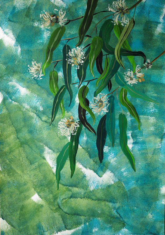 Eucalyptus on expressive background