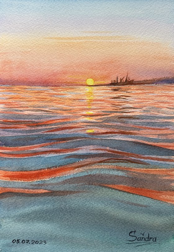 Sunset on Liski beach, Berdyansk, Ukraine