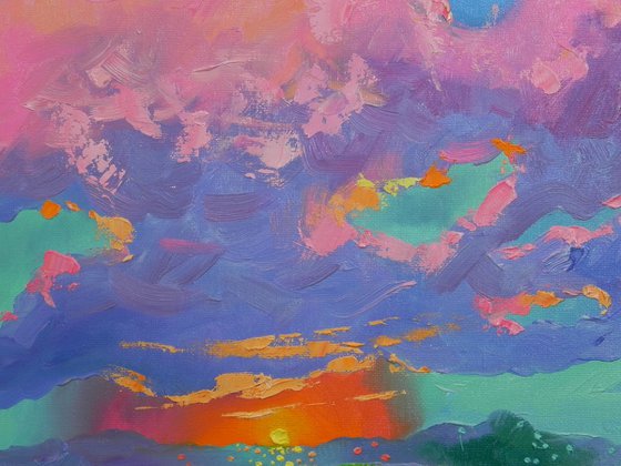 "Sky colors" - 2021 Original Abstract Landscape Bright Home Decor