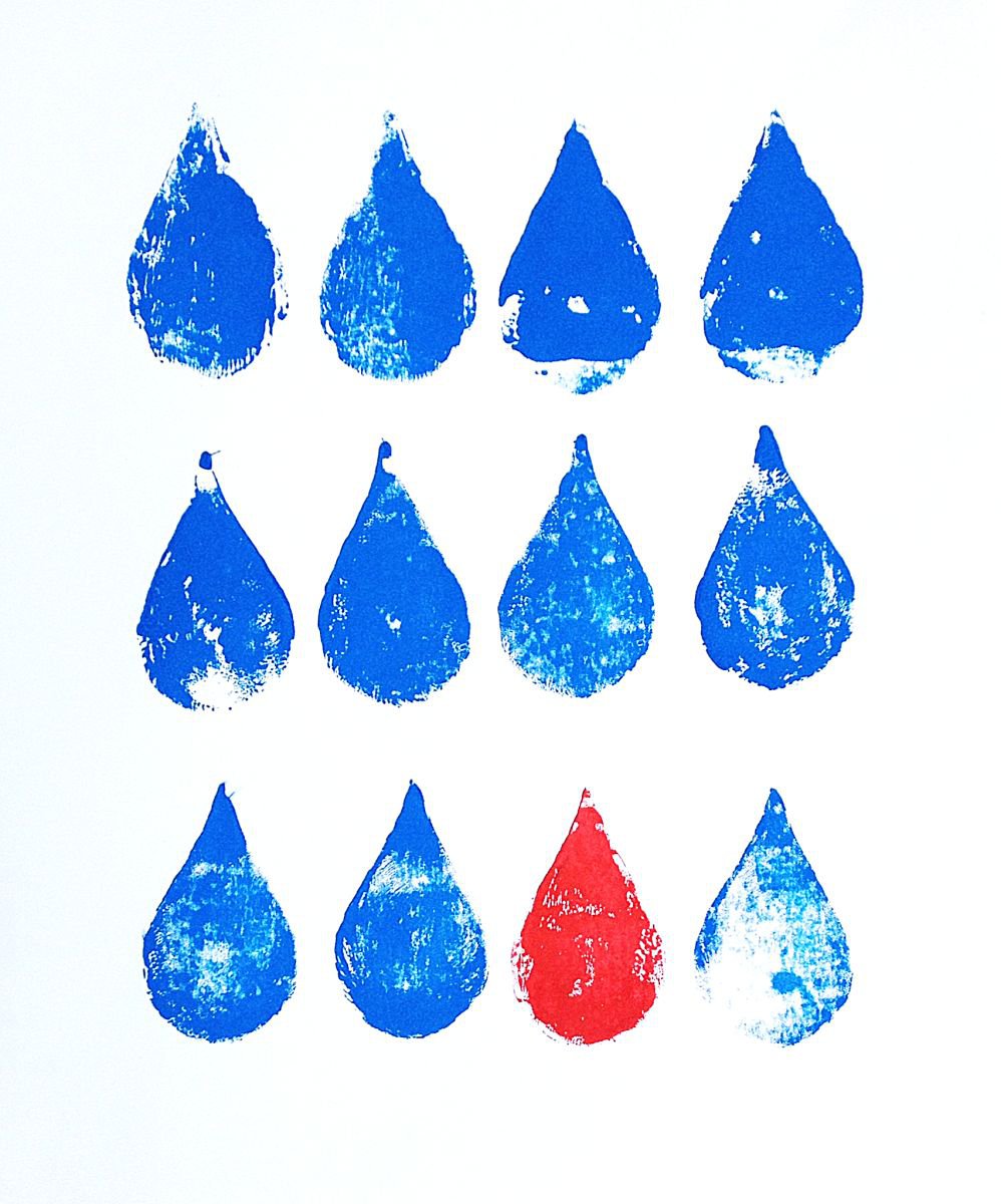 Raindrops in Blue (Portrait) by Rennie Pilgrem