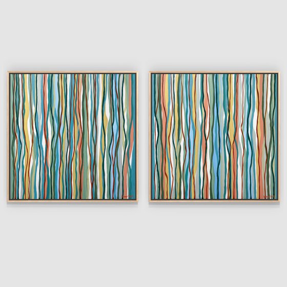 Yarrabee Twins - 79cm squ each- acrylic painting on canvas