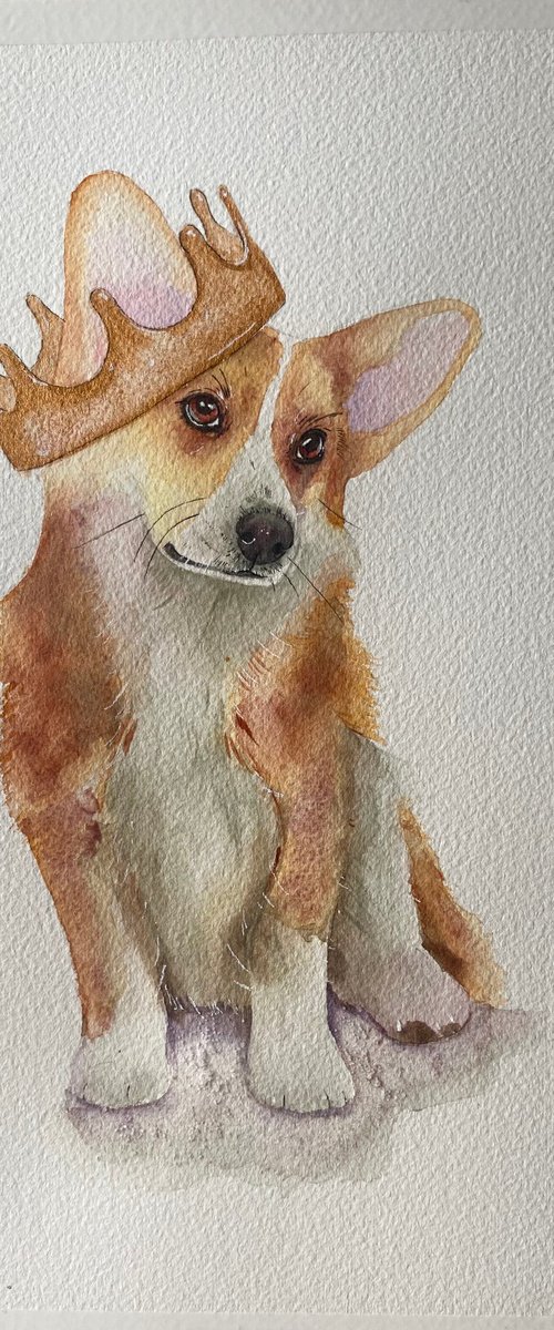 The saddest goodbye. Corgi watercolour painting by Bethany Taylor