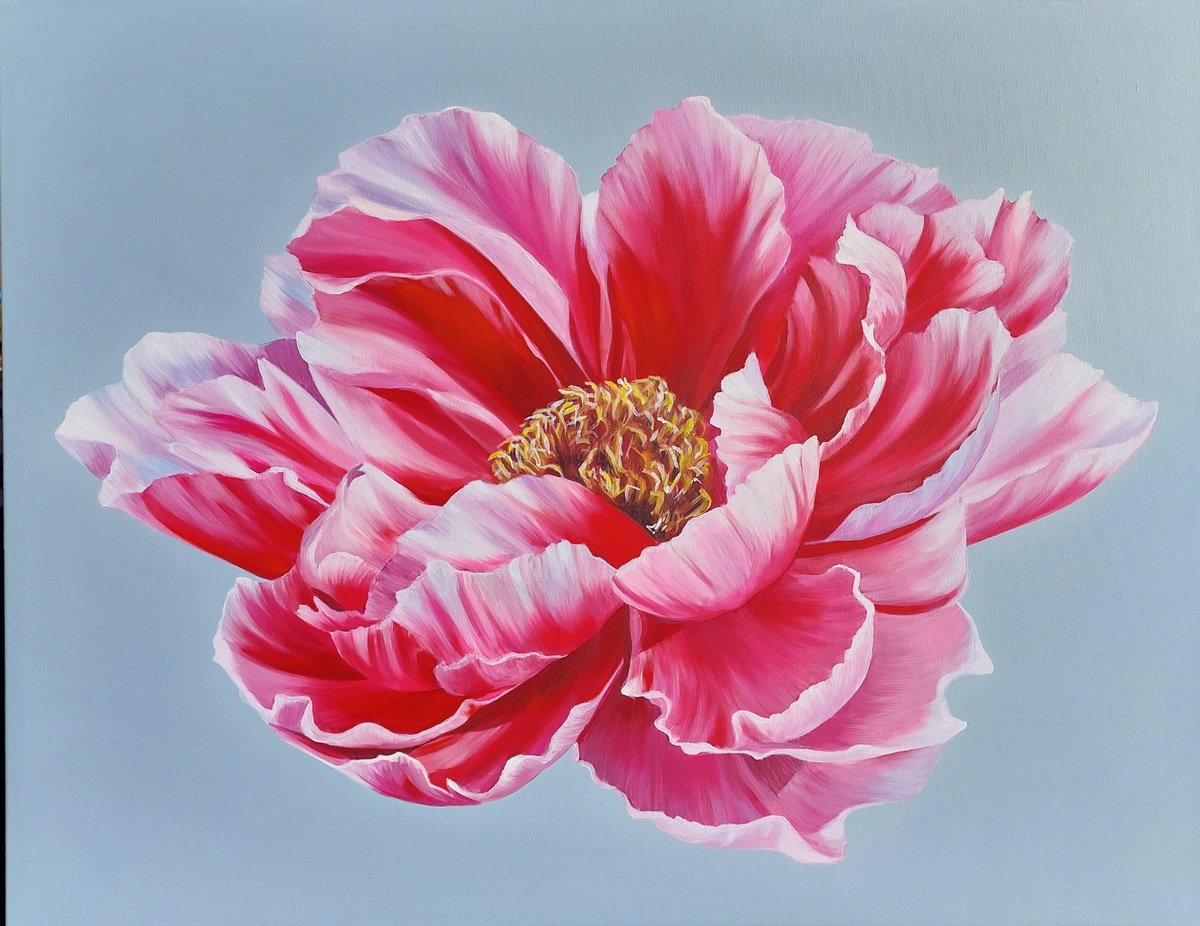 Peonies painting,  flower art, pink Peonies painting,  flowers realism art by Svitlana Brazhnikova