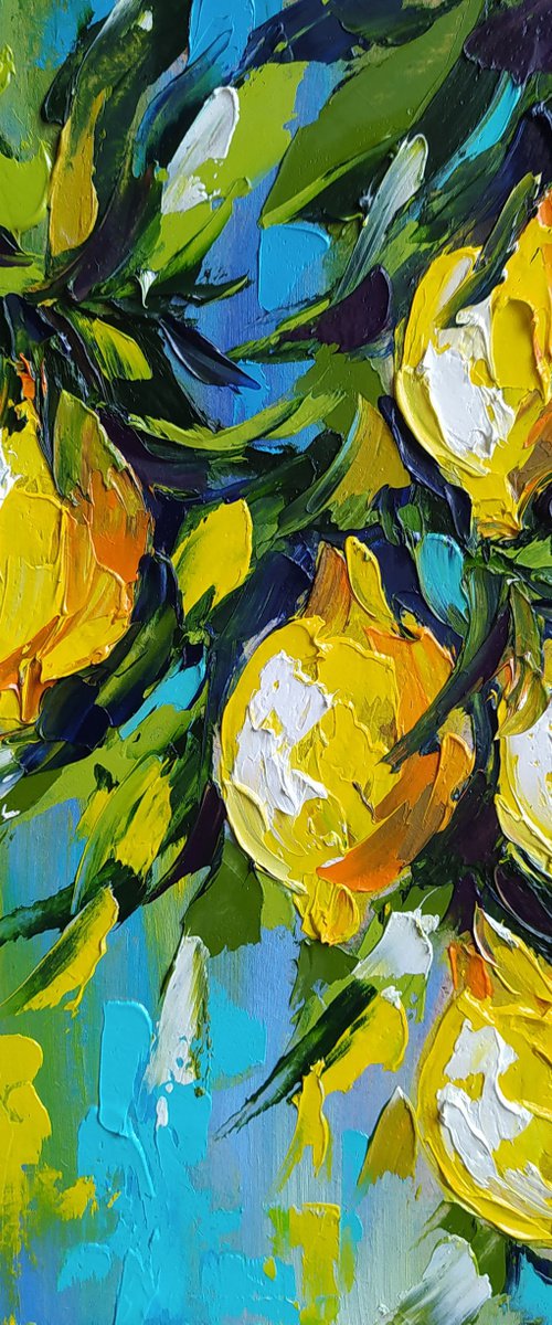 Lemon tree - lemon, oil painting, lemons oil painting, lemons on the tree, nature by Anastasia Kozorez