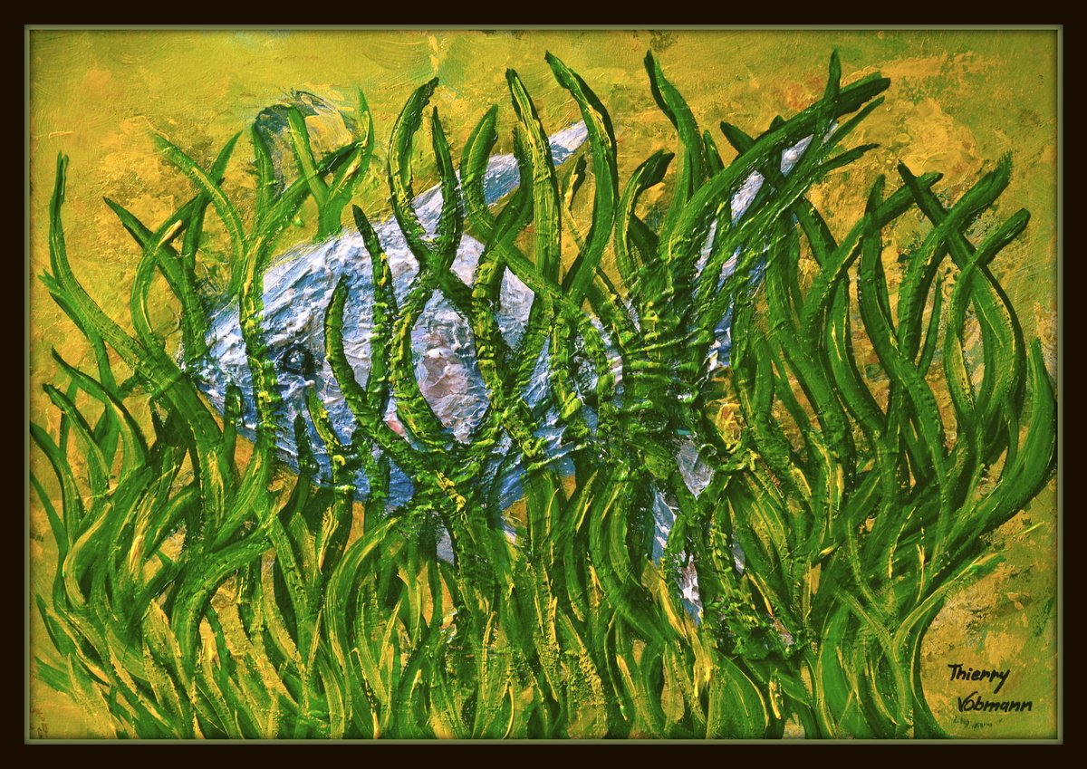 Impressionistic Animal Acrylic Painting By Thierry Vobmann. Abstract ., 17 X 12", Blue Fantasy Fish, Original Artwork