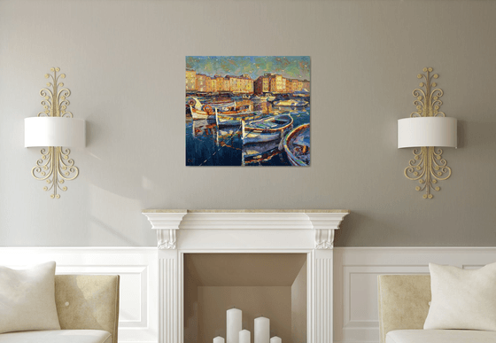 ""Boats at the pier""