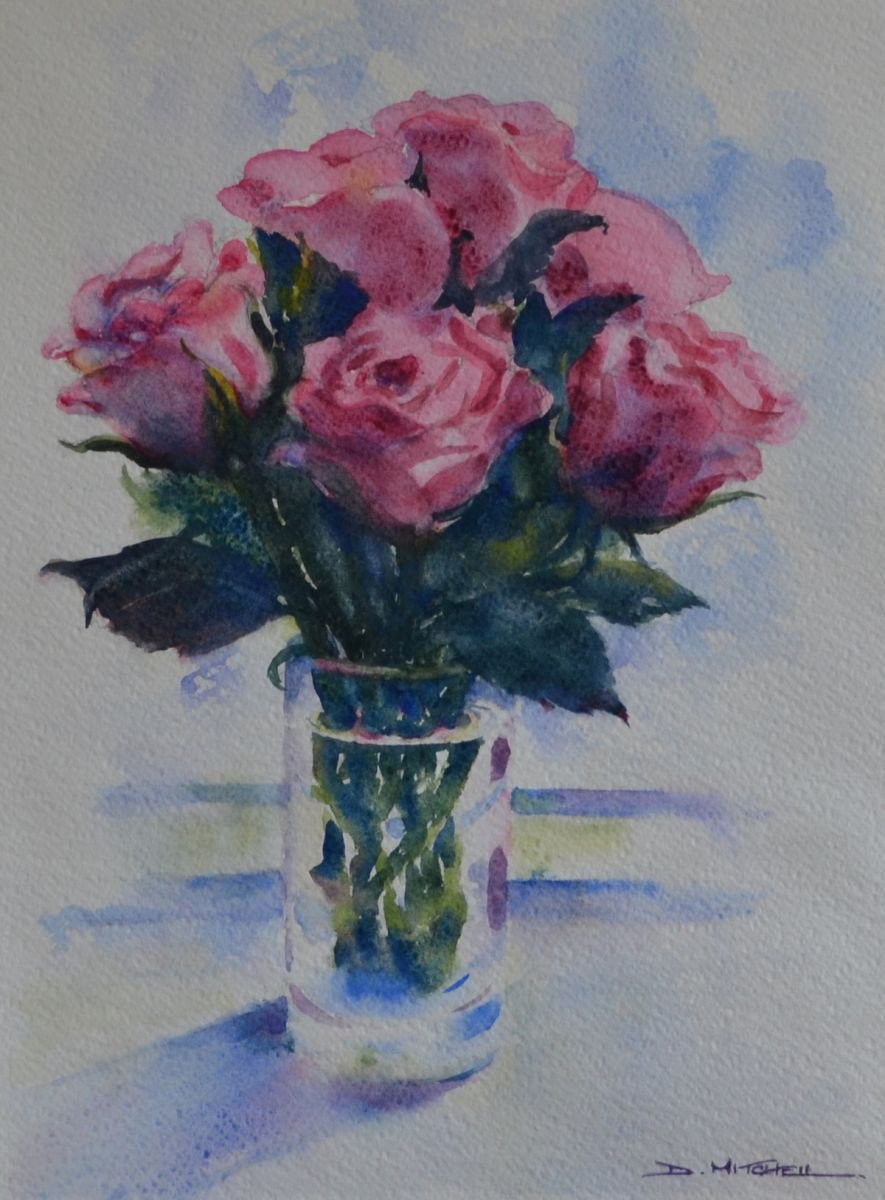 Roses On The Windowsill by Denise Mitchell