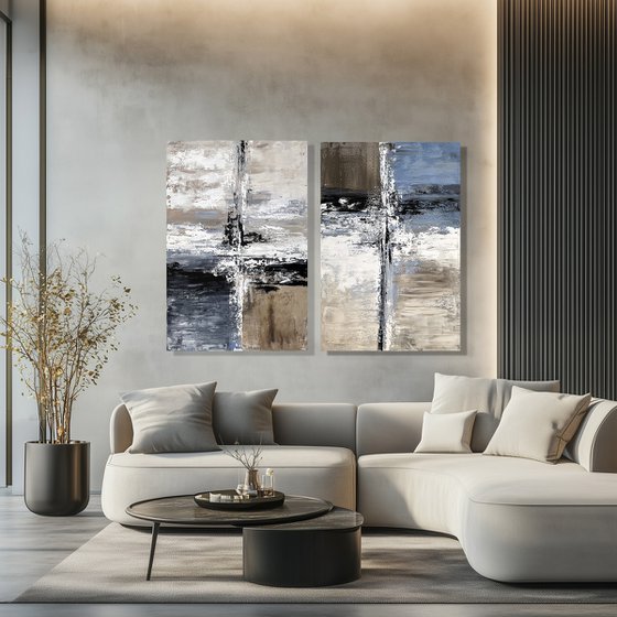 Neutral Beige Blue Large