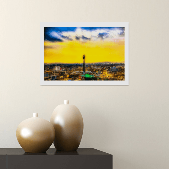 London Views 13. Abstract Aerial View of the BT Tower and Central London Limited Edition 1/50 15x10 inch Photographic Print