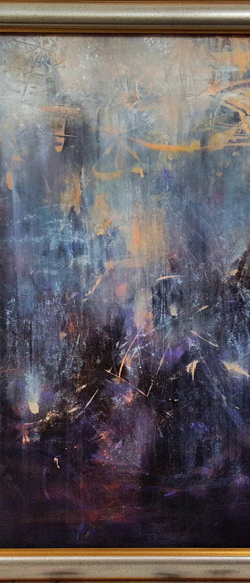 DIAPHANE ONEIRIC DREAMSCAPE MINDSCAPE BY MASTER KLOSKA FRAMED PAINTING ONE OF THE KIND UNIQUE STYLE ROMANIAN PAINTER by Kloska Ovidiu