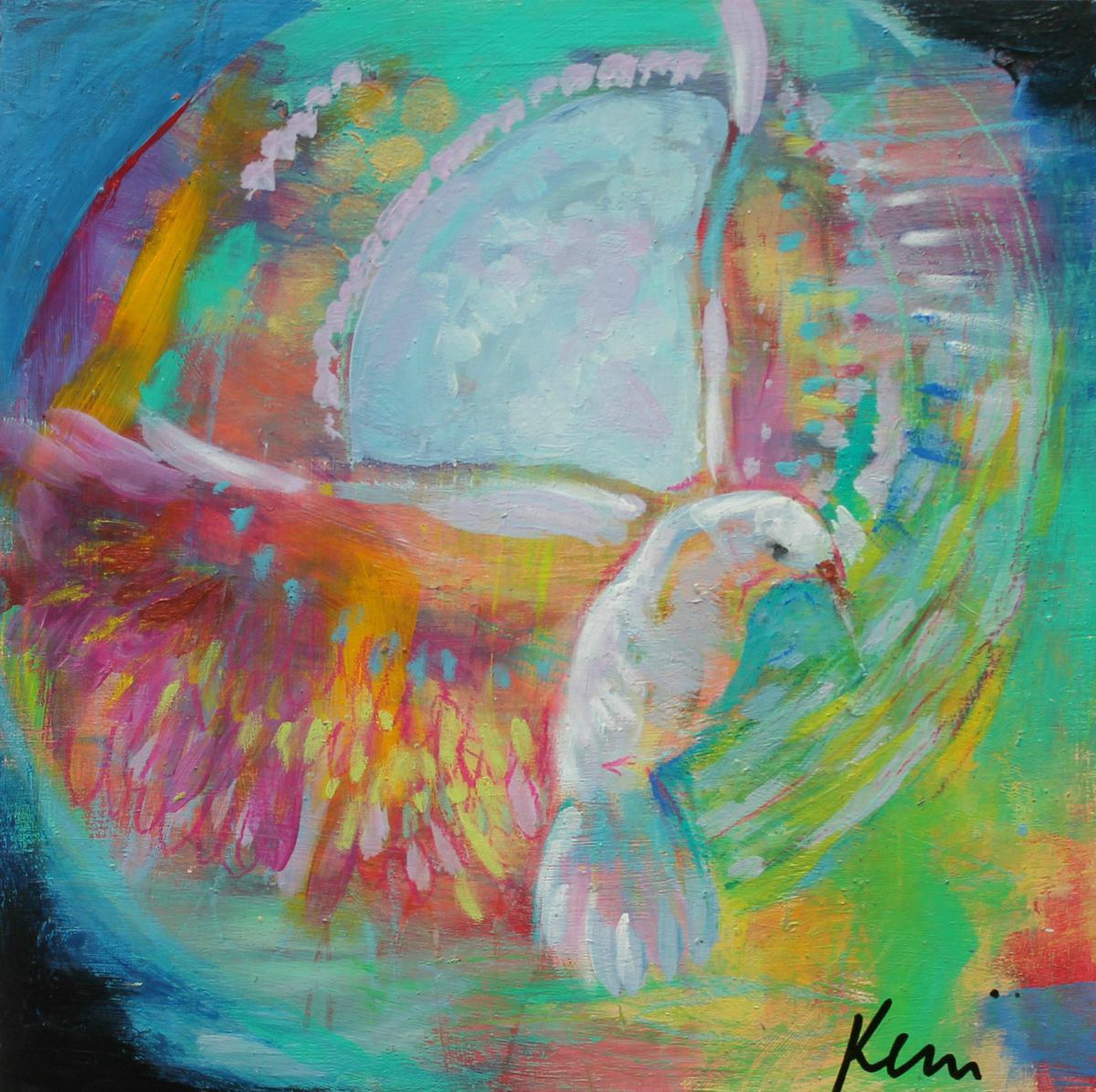 Peace 8x8 Small Abstract Dove Painting Colorfu Artfinder