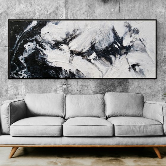 Black Pearl 200cm x 80cm Textured Abstract Art