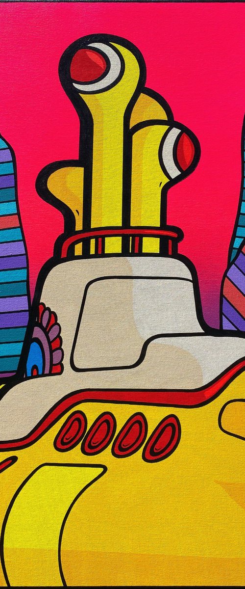 Yellow Submarine on Pink by Jamie Lee