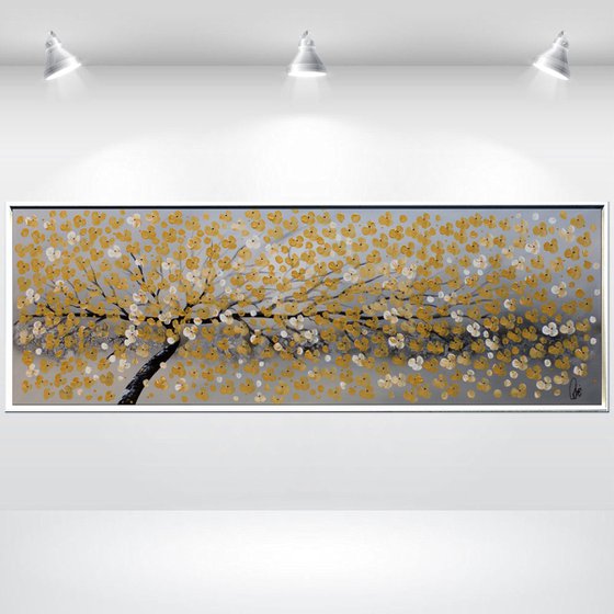 Golden Cherries - Abstract - Acrylic Painting - Canvas Art - Wall Art - Flower Painting - Framed Art