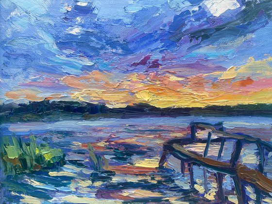 "Sunset in the Volga river"