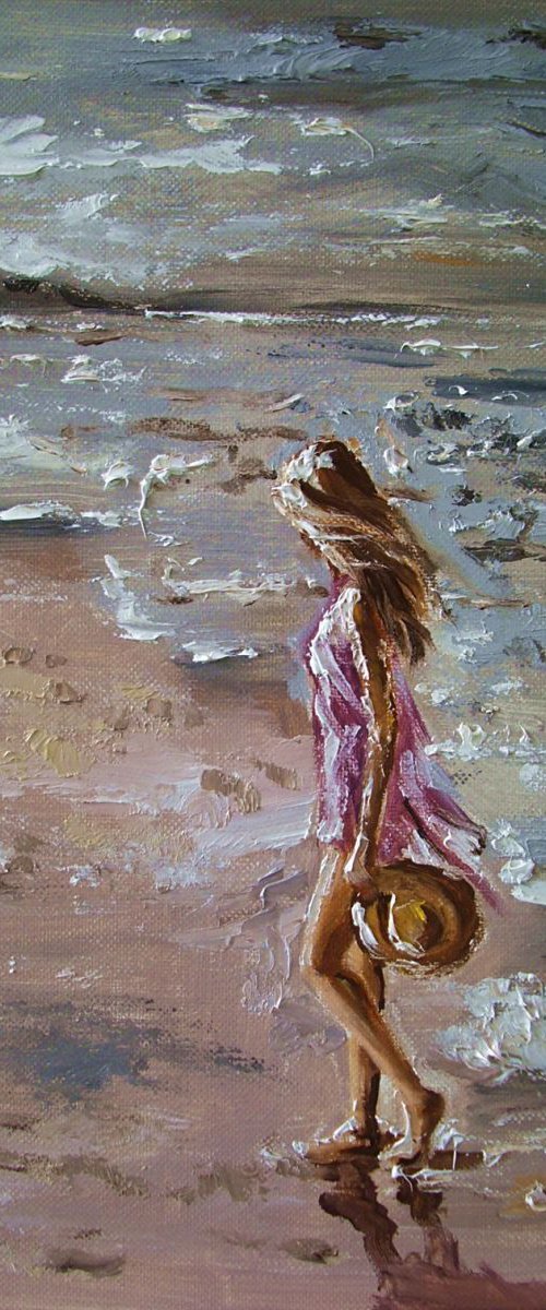 " GOING HOME ... " original painting palette knife GIFT MODERN URBAN ART OFFICE ART DECOR HOME DECOR GIFT IDEA by Monika Luniak
