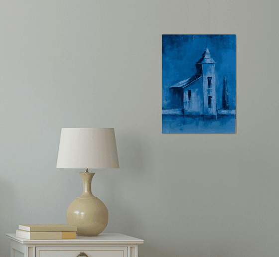 Old church in blue.