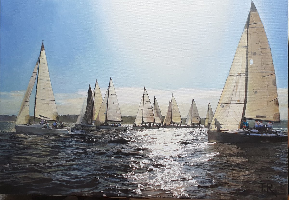Silver Hour (Yachts At Sea) By Tatiana Rezvaya, 28 X 20, Artwork For Sale On Artfinder