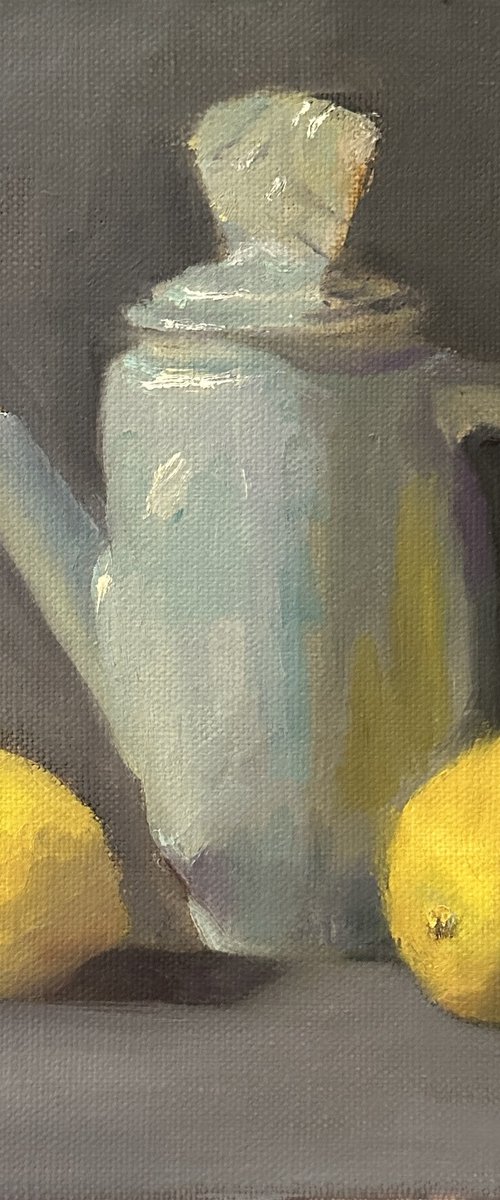Green Tea Pot With Lemons by Elizabeth B. Tucker