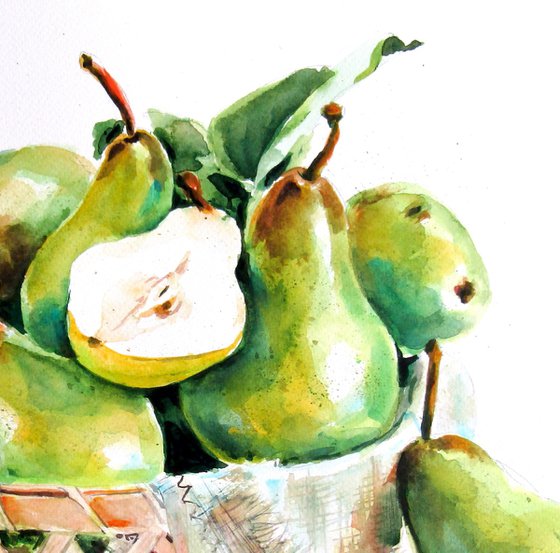 Sill life with green pears