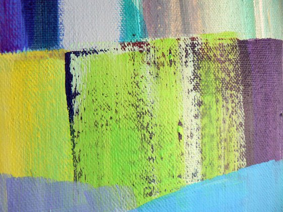 Patchwork landscape (large contemporary semi abstract painting, ready to hang abstract landscape)