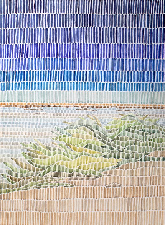 Gold sand beach - abstract watercolor landscape