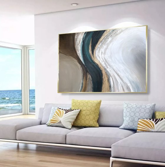 Teal Gold-Sculpted Currents