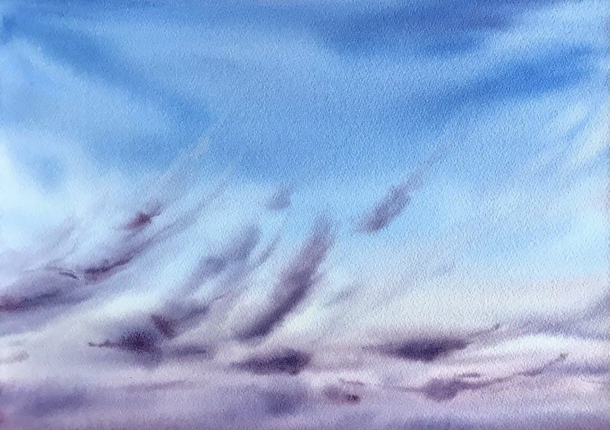 Abstract Landscape Watercolour By Alona Hryn, 14 X 10, Hold Your Breath As You Fly Over Paradise, Original Artwork
