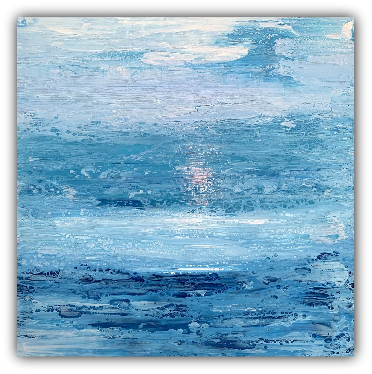 Abstract Landscape Acrylic Painting By Elizabeth Moran, 24 X 24, Ocean Waves I, Original Artwork