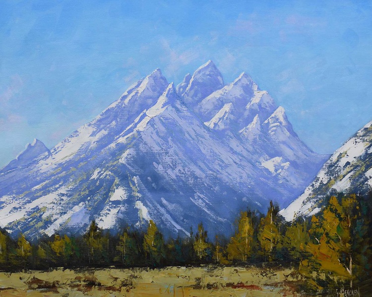 Grand Tetons Snow Mountains Landscape Painting Artfinder