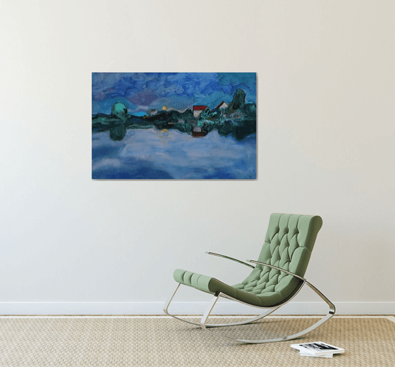 Twilight time.Moon rising