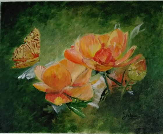 Flowers and butterfly