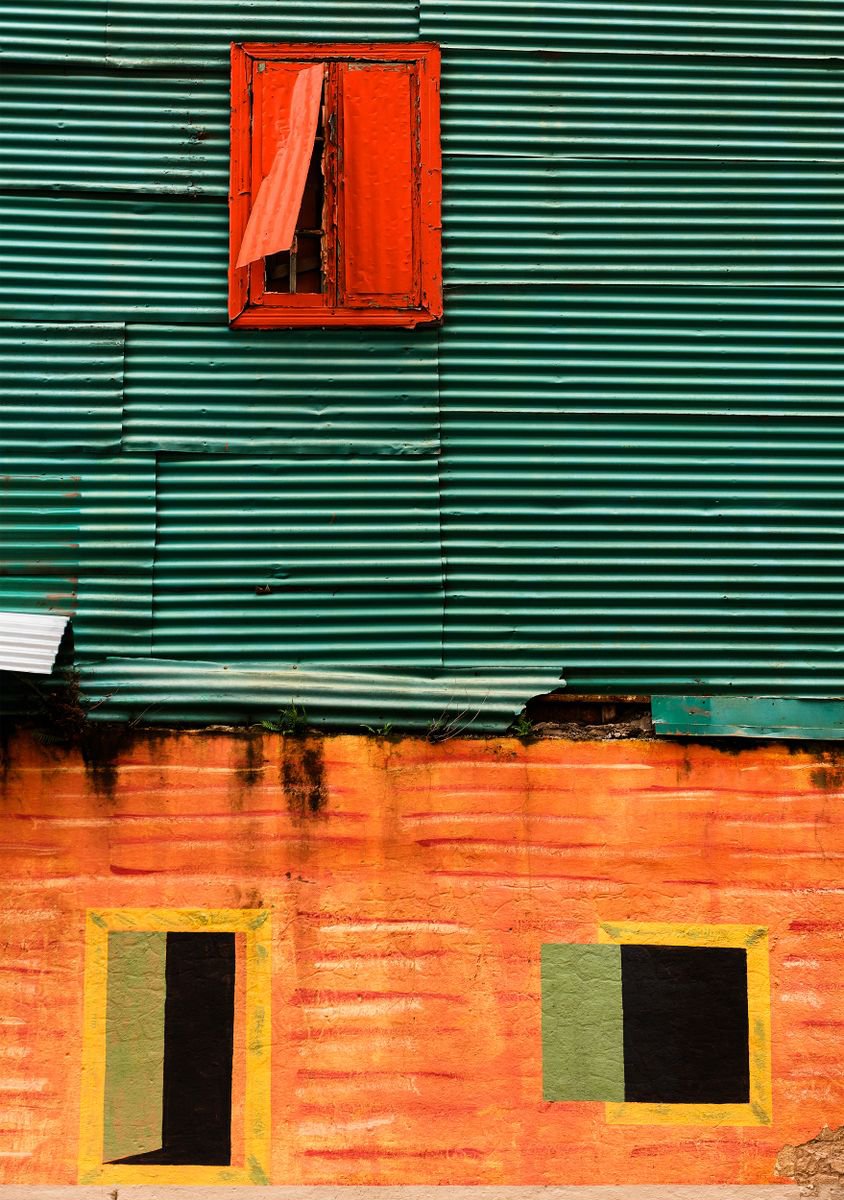 Graphic Cityscapes Photograph By Tom Hanslien, 33 X 47", La Boca Street Art, Original Artwork