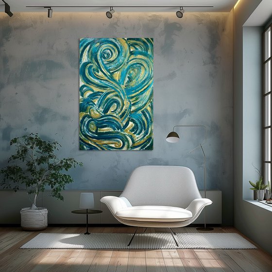 Golden waves 120x80x2 cm