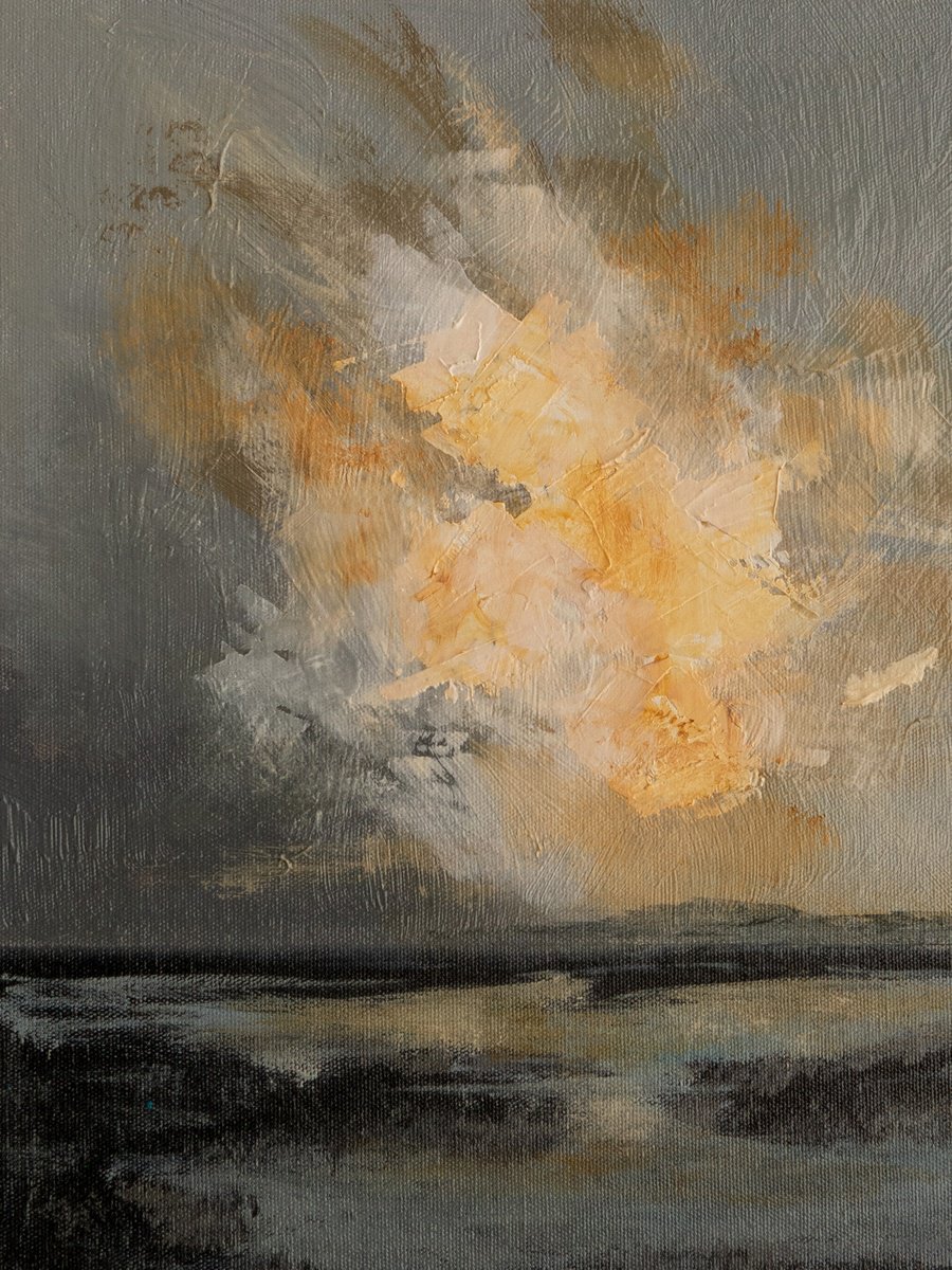 Impressionistic Landscape Oil Painting By Hal Bohner, 14 X 18, Twilight Wetland, Original Artwork