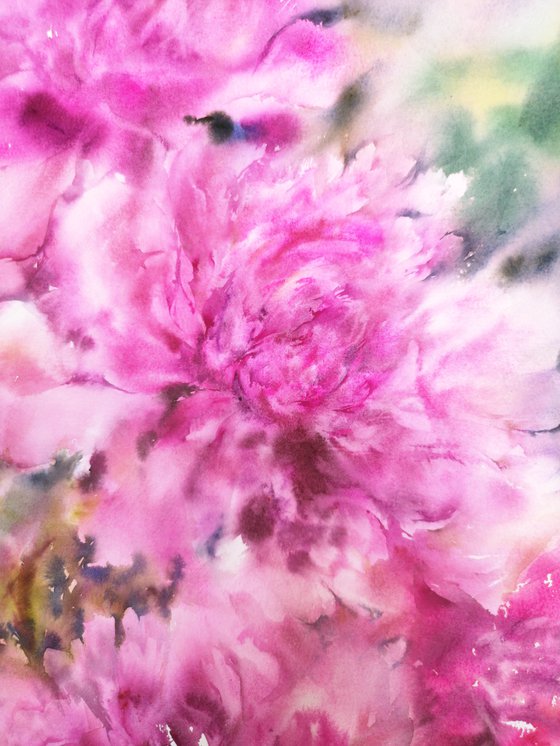 Peony flowers painting