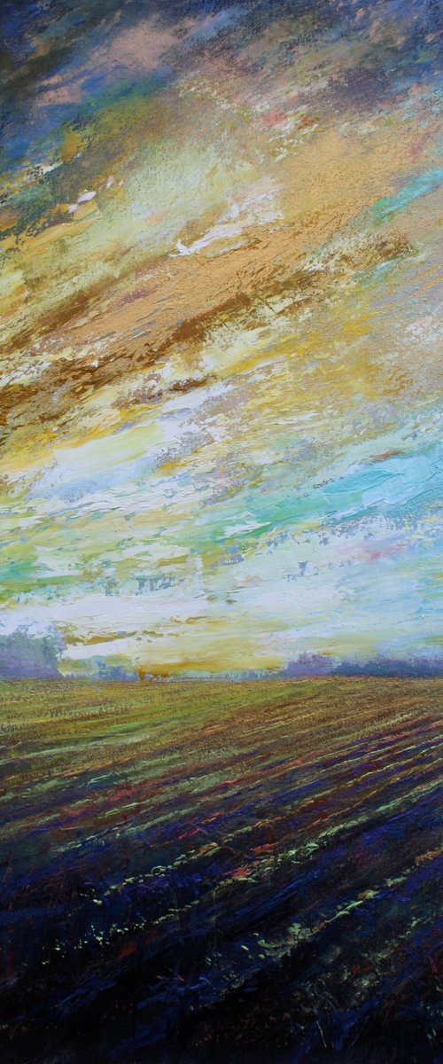 'At Dawns Golden Gates' Sunrise, Landscape, Oil Painting. by Simon Jones