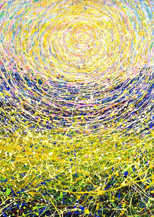 Sunshine Original Textured abstract Light in the sky Sunshine sky Large abstraction Skyscape by Nadiia Antoniuk