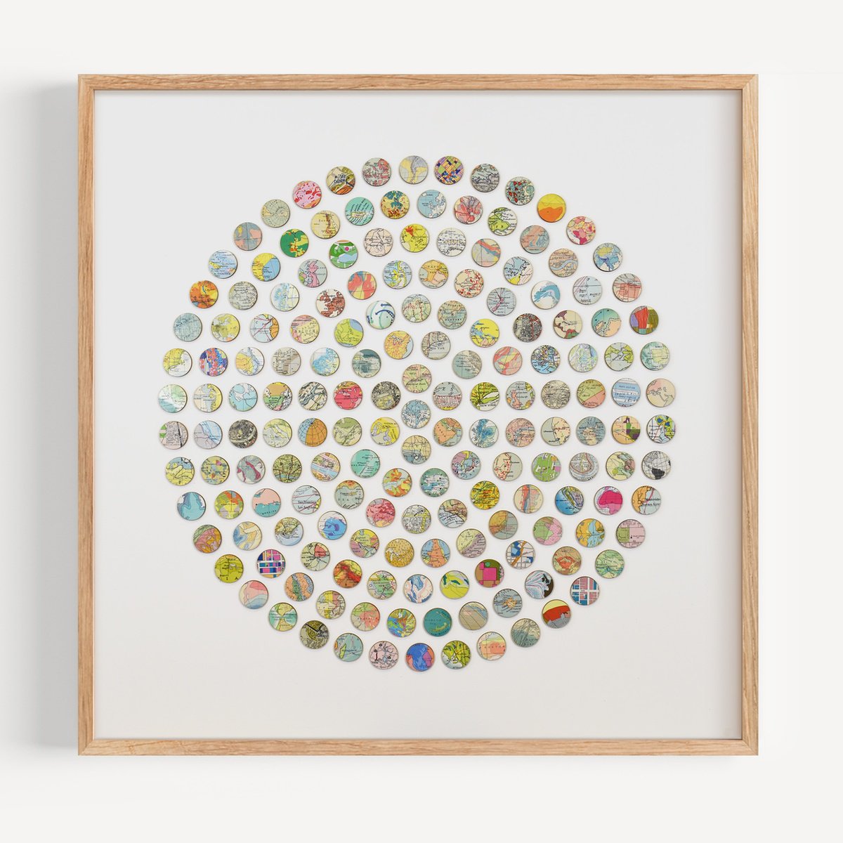 Geometric Transport Collage By Amelia Coward, 29 X 29, Circle The World, Original Artwork