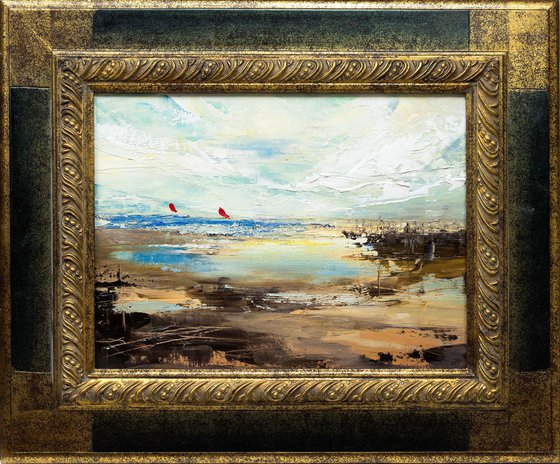 'SURFING' OIL PAINTING FRAMED READY TO HANG