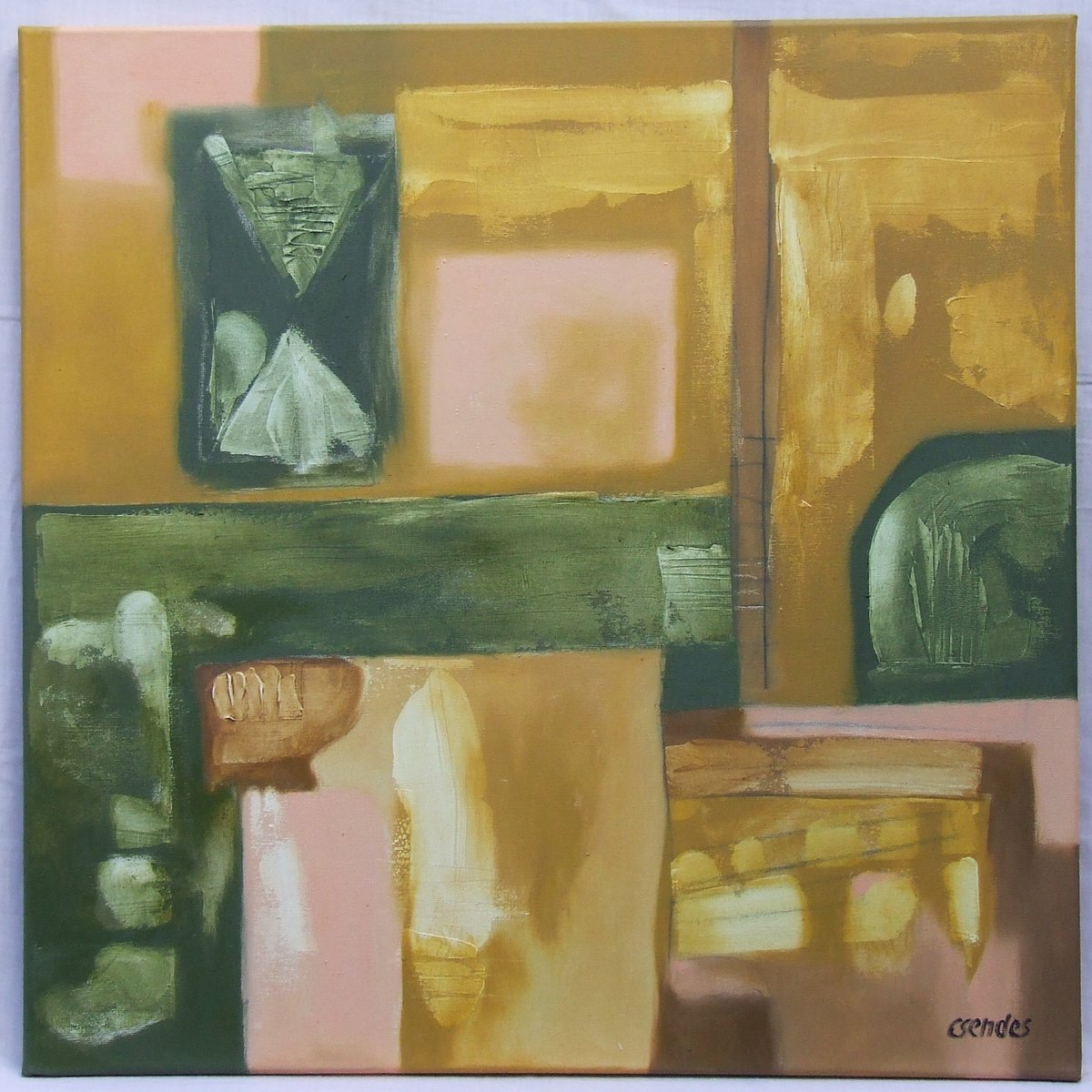 Expressive Abstract Oil Painting By Csaba Csendes, 20 X 20, Right ? Left ?, Original Artwork